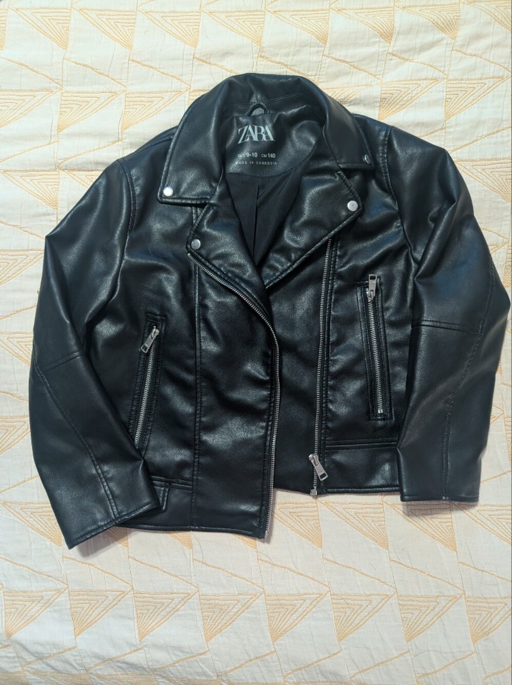 Zara Black Faux Leather Girls Jacket 9/10